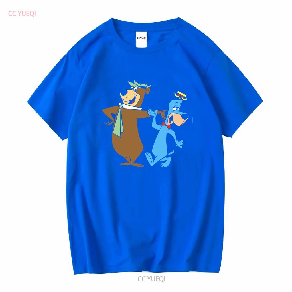 Tričko Yogi Bear a Huckleberry Hound Unisex Čierne Veľkosť S 5XL YI484 vintage Prané Priedušné dizajnové oblečenie streetwear