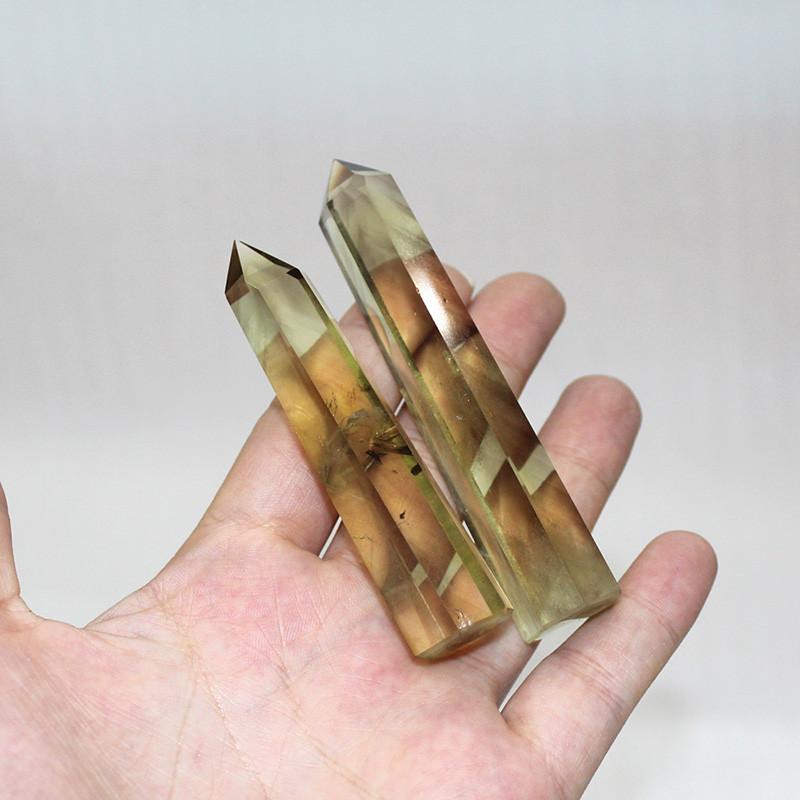 Citrine Natural Smokey Quartz Obelisk Crystal Wand Point Healing Decor Home