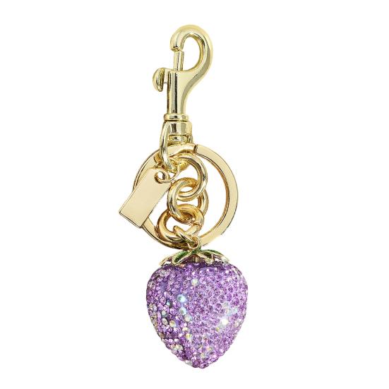 

Keychain Pendant Rhinestones Inlaid Strawberry Shape Key Chain with Lobster Clasp Bag Charm Backpack Pendant Accessory фіолетовий