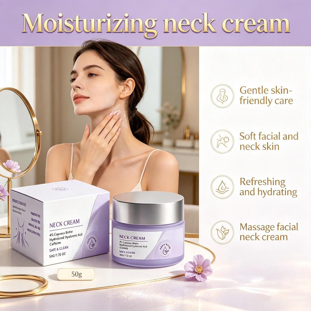Crème hydratante pour le cou, soin doux respectueux de la peau, peau douce du visage et du cou, crème de massage rafraîchissante et hydratante pour le visage et le cou 50g