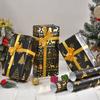 Rentierbedrucktes Geschenkpapier Heißfolien-Geschenkpapier Schwarz-Gold-Geschenkpapier Klassischer Glamour für Weihnachten