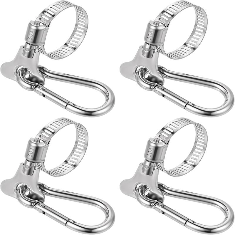 AT19-4 Stück Fahnenmastklemmen Outdoor Gartenfahnenmastklemmen Mit Karabiner Verstellbare Fahnenmastklemmen Zum Halten von Fahnen