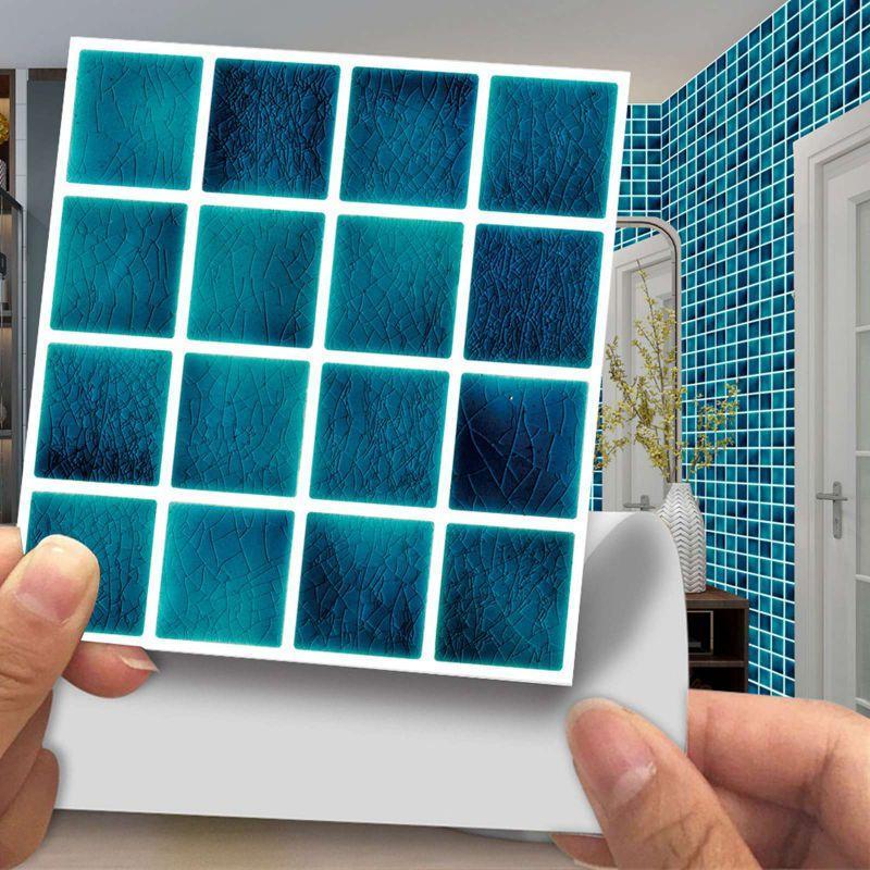 10pcs 3D Crystal Tile Stickers DIY Waterproof Self-Adhesive Wall, DIY Stickers for Home Decor Living Room Bathroom Kitchen Decor