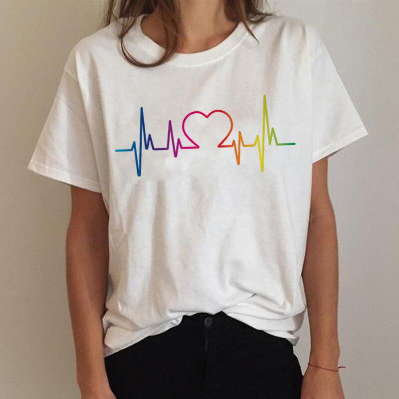 Pride Shirts - Maglietta Donna LGBT Arcobaleno Cuore, Maniche Corte, Girocollo, Regalo Orgoglio Gay, Be You - 4