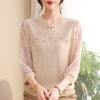 Elegant Lace-Trimmed Seven-Sleeve T-Shirt for Mid-Aged and Elderly Women - Stylish, Comfortable, Slimming Fit