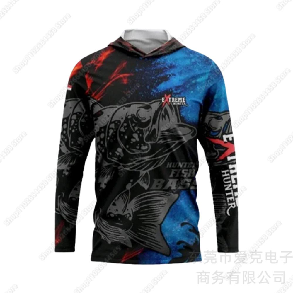 New fishing suit men's summer long-sleeved hoodie outdoor sunscreen top quick-drying breathable sportswear
