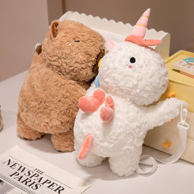 Cute Animal Dinosaur Unicorn Bag Plush Toy Doll Capybara Deer Doll Girl Bag Messenger Bag