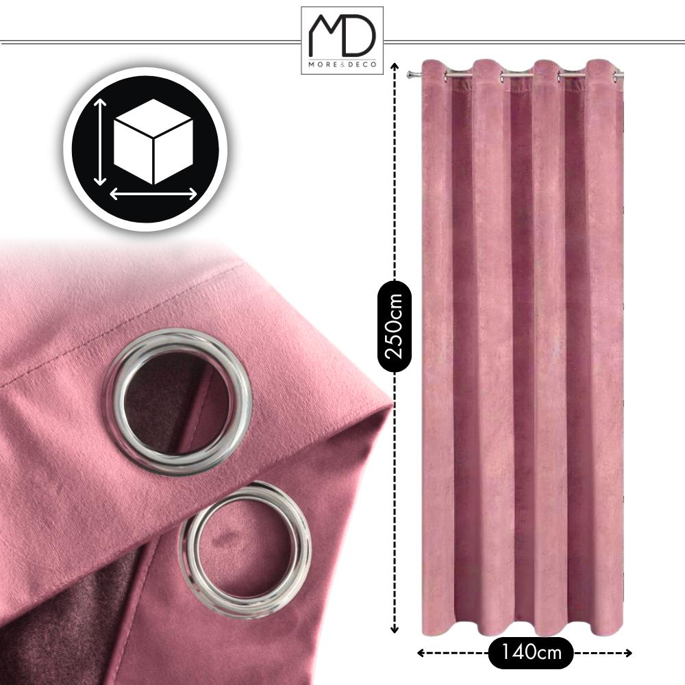Velvet curtain with eyelets - pink