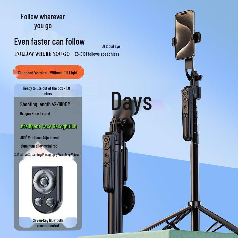 360° Intelligent Face Tracking Selfie Stick & Anti-Shake Gimbal with Four-Leg Stand