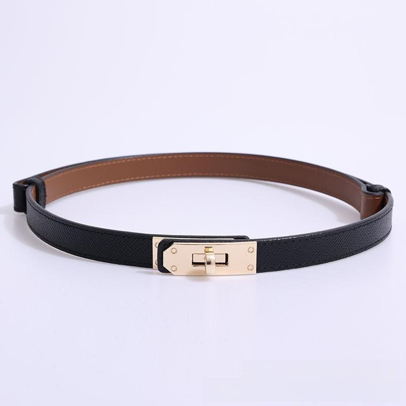 Womens Retro Textured Pu Leather Belt With Alloy Buckle For Dresses And Skirts Black
