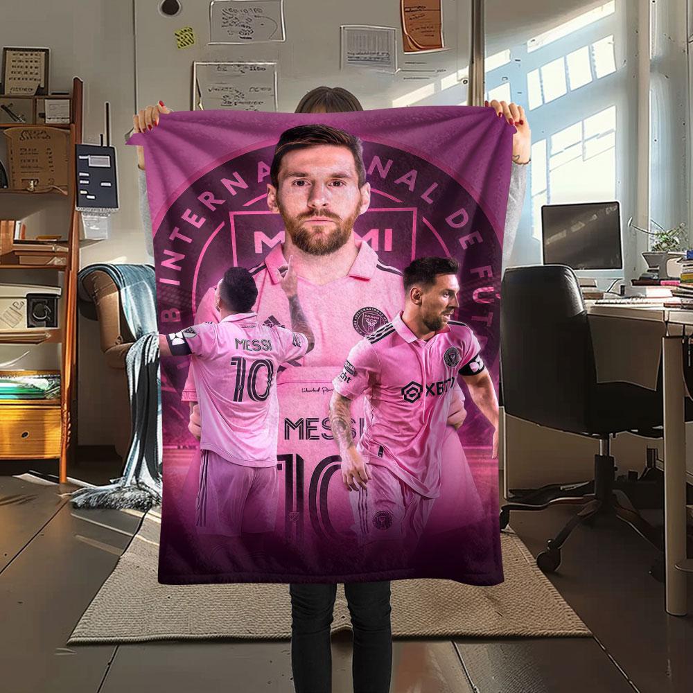 1PC Lionel Messi Patterned Flannel Blanket Suitable For All Seasons for Home Decor Warmth and Comfort Gifts Holiday Present