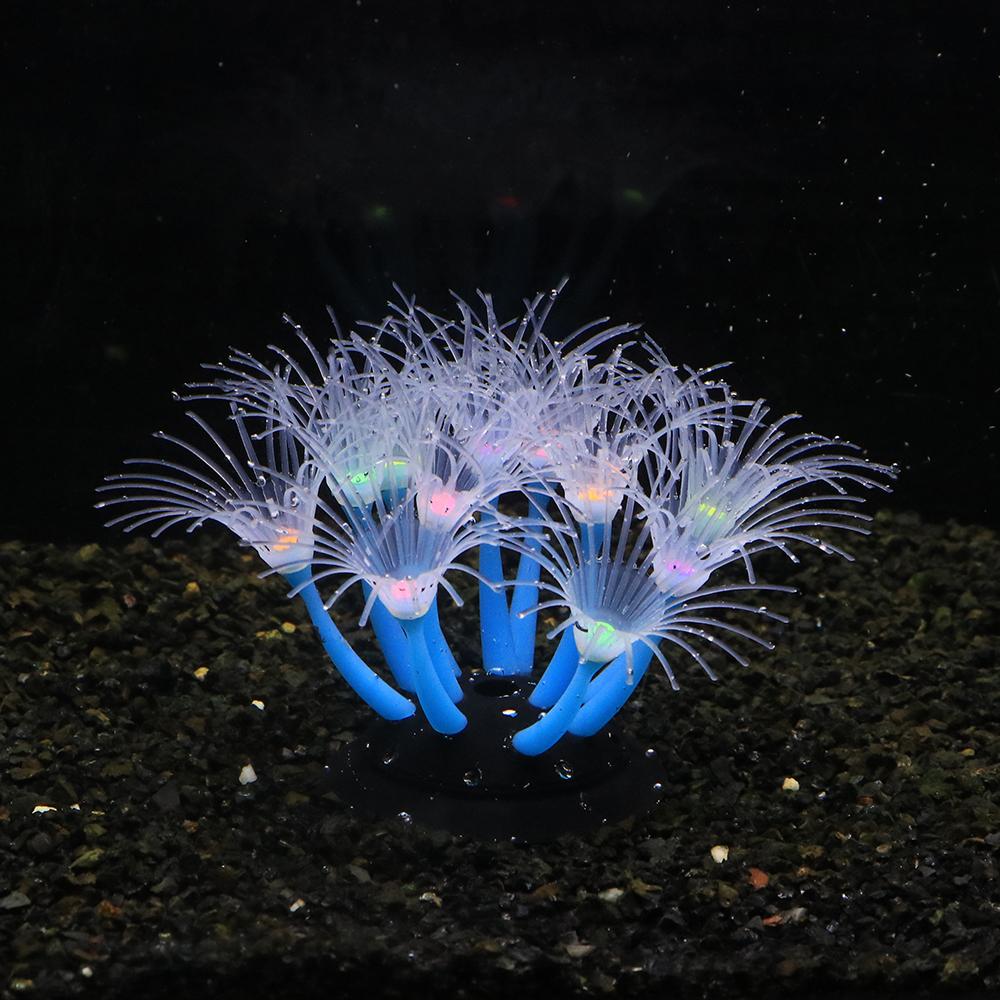 Fluorescence Artificial Coral Sunflower Plant for Aquarium Decorative Fish Tank Ornament,Safe for Fish Realistic Underwater Deco