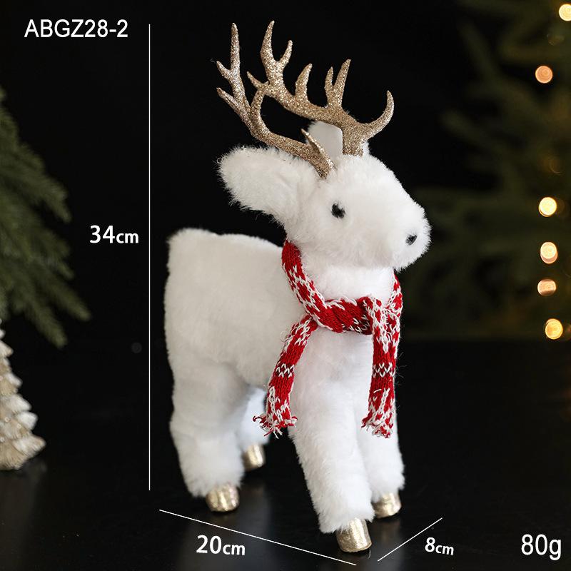 

Рождественские украшения Белый олень Кукла Дом Торговый центр Витрина Реквизит Украшение для рождественской елки Red scarf