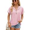 2026 Spring/Summer New Solid Color Buttoned Hooded Loose Short-Sleeve T-Shirt for Women