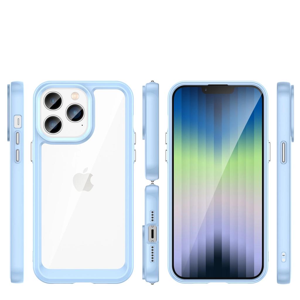 Outer Space Case Etui Iphone 14 Pro Sztywny Pokrowiec Z Żelową Ramką Niebieski