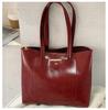 Modern Leather Shoulder Tote Bag With Stitching Details For Work And Travel
