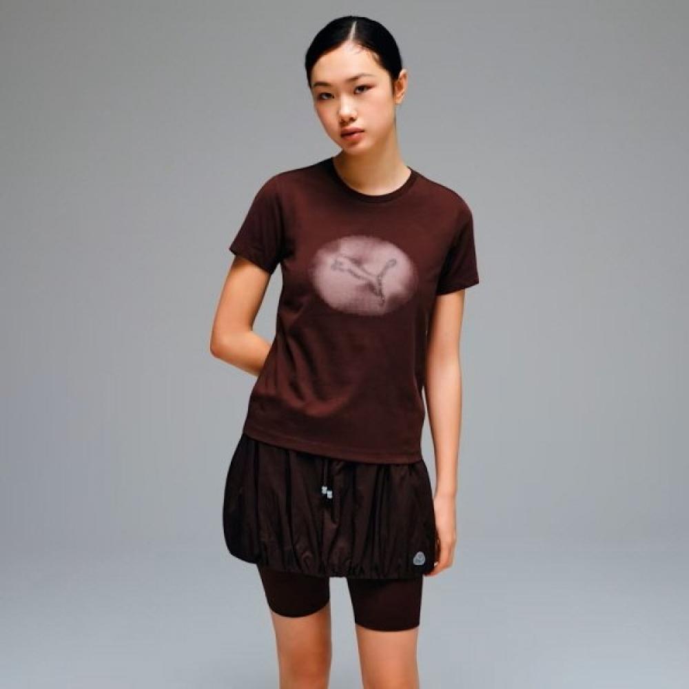 Puma Women S ShorT Sleeve T ShirT caT Logo SST 02 Brown/S(90)