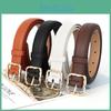 Solid Color Simple Women Belt With Twists Square Button Fashionable Versatile