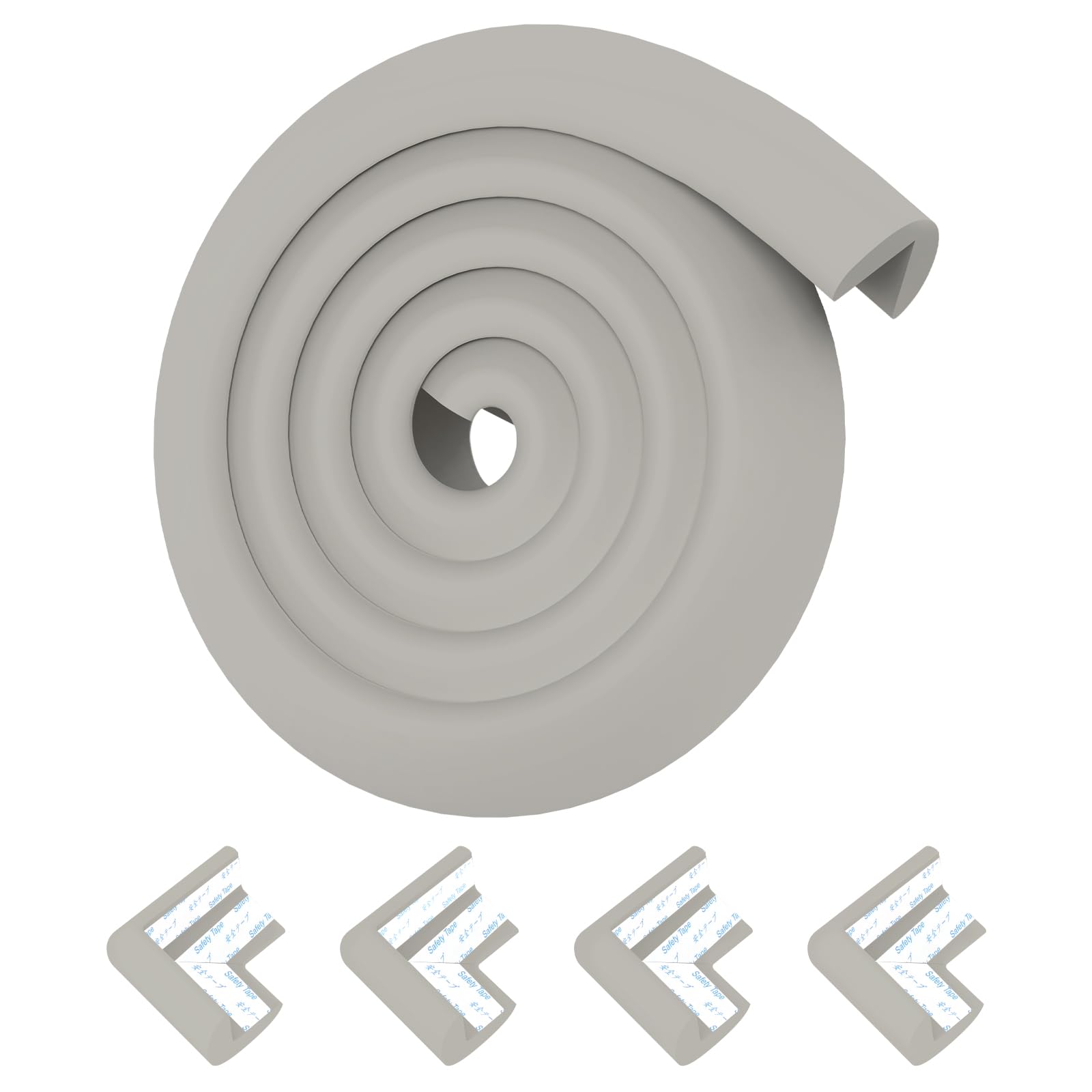

COUMENO Corner 2 Meters Long 4 Baby Corner Protect Furniture Corners with Gray Pads, + Protectors, Double-Sided Tape,
