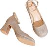 A straight buckle platform fine flash spring new high heels Mary Jane premium sense square toe block heels women