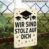 2D Flat 8x12 Inch Rustic Aluminium Metal Tin Sign - 2026 Graduation Wall Art with German Quote "Wir Sind Stolz Auf Dich" (We Are Proud of You