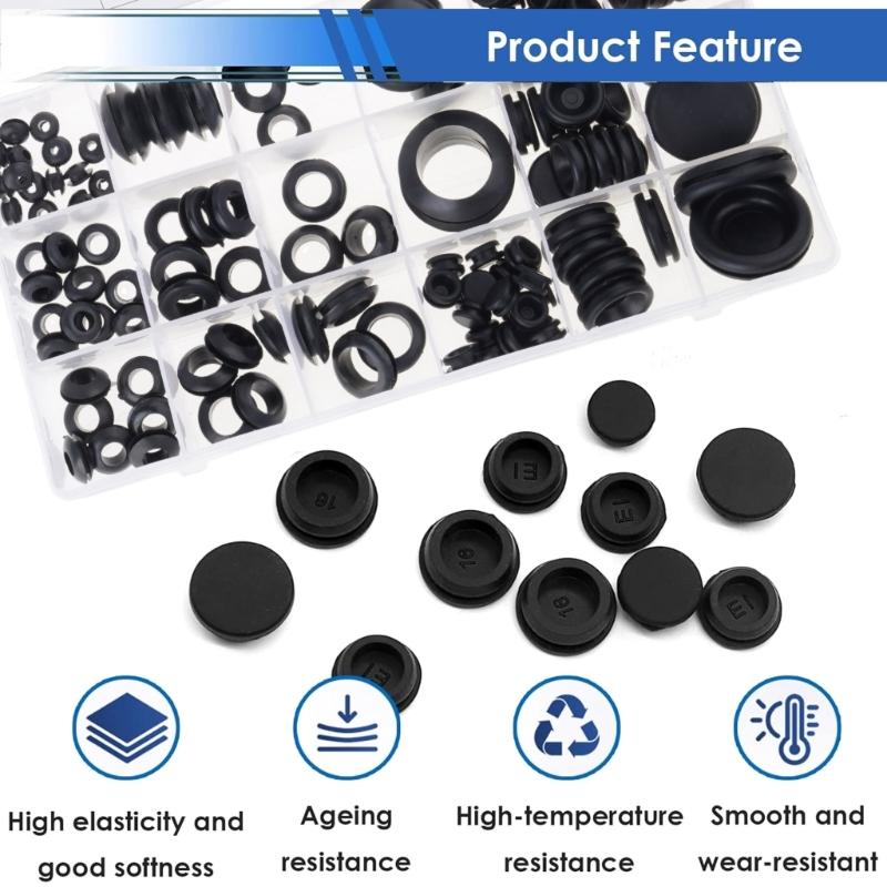 125Pcs Soft Flexible Rubber Hole Plugs 8 Size Furniture Protections Seals Grommets T Shaped Stopper Dust Plugs Enduring