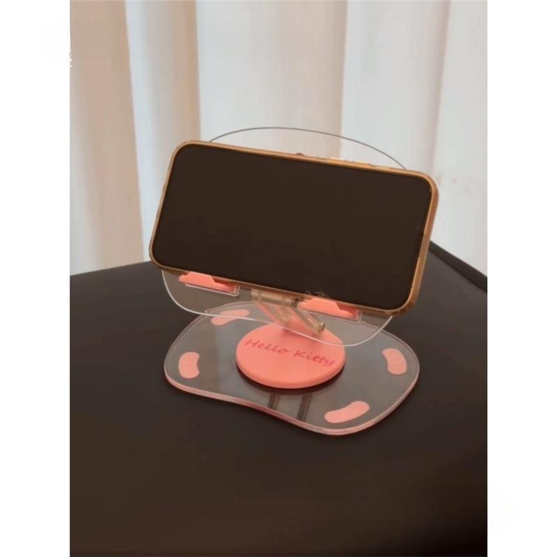 Acrylic Cartoon Cute Tablet Stand for TV Show Watching, Retractable Desktop Storage Rack, Transparent Design
