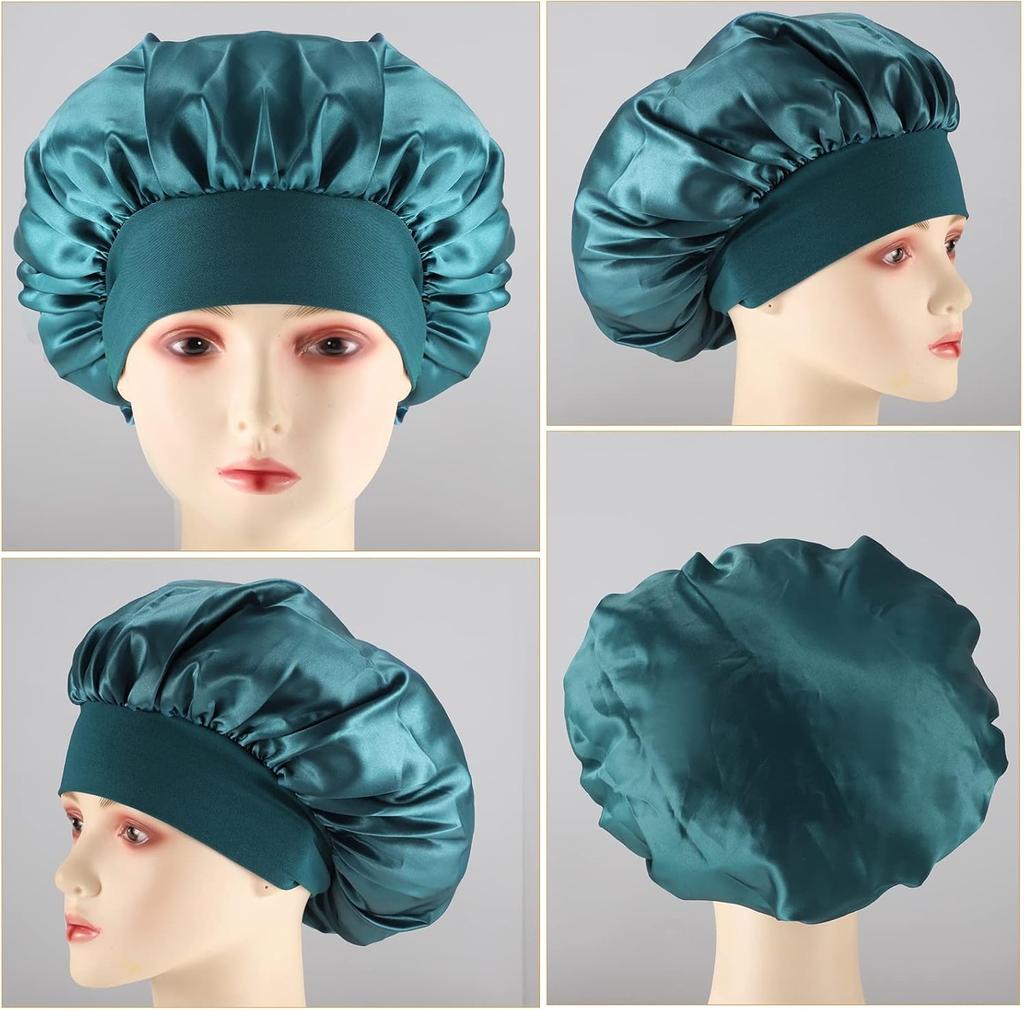 Pack of 4 Satin Hair Caps, Bonnet Sleep Cap, Sleeping Cap, Reusable Satin Bonnet, Elastic Hair Net for Sleeping for Women and Girls