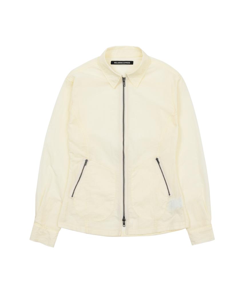 WELLBEING EXPRESS Nylon Pocket Zip Up Shirt Ivory