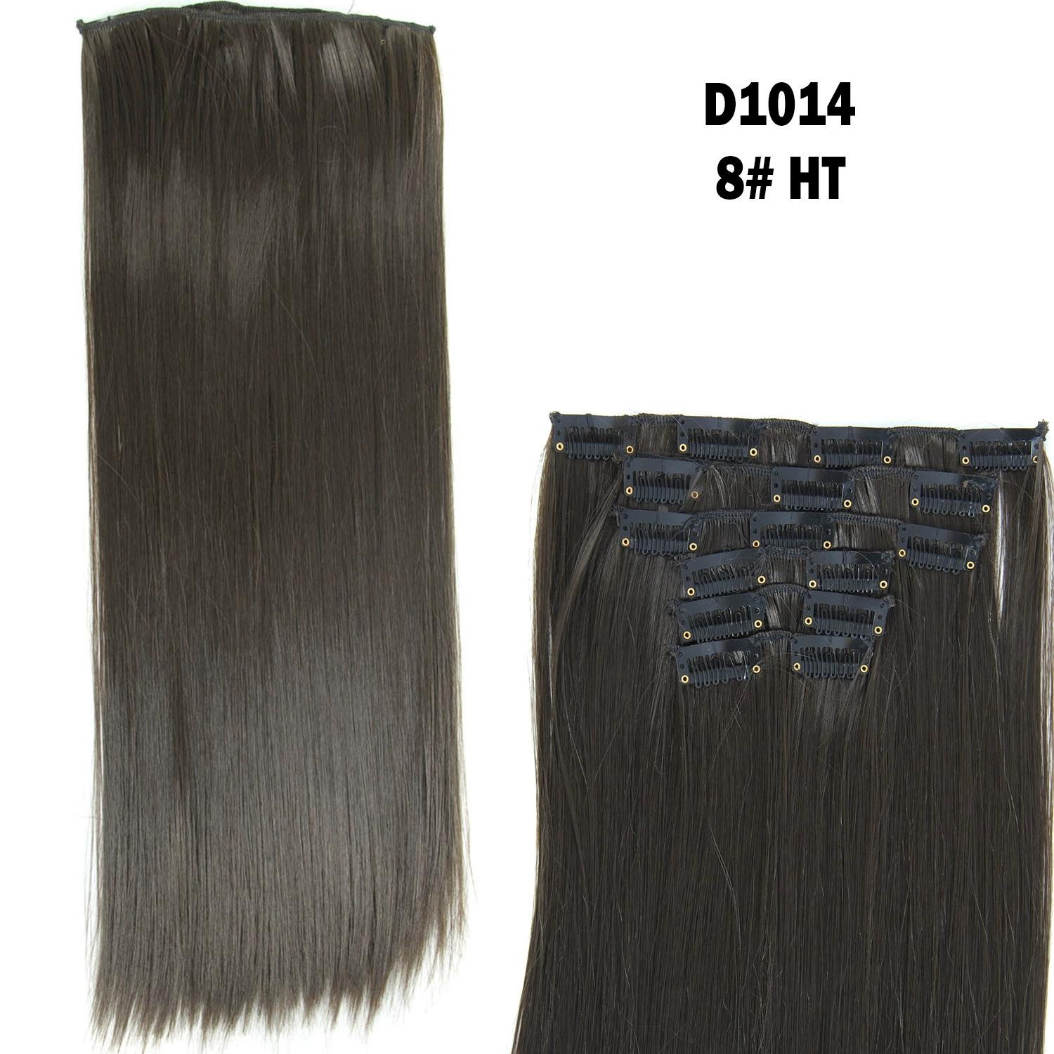 

24-дюймовые наращивания волос, натуральные шиньоны, прямой синтетический зажим в парике для наращивания волос 8#