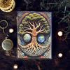 Vintage Leather Journal, Tree of Life Fat Journal, Blank Spell Book of Shadows Celestial Gifts For Him Her