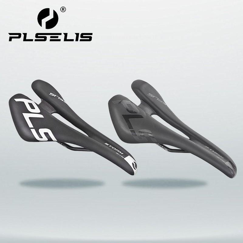 PLSELIS Hollow Mountain Bike Saddle Nylon Leather Comfort Long Nose Racing Bicycle Seat Road Trail Cycling