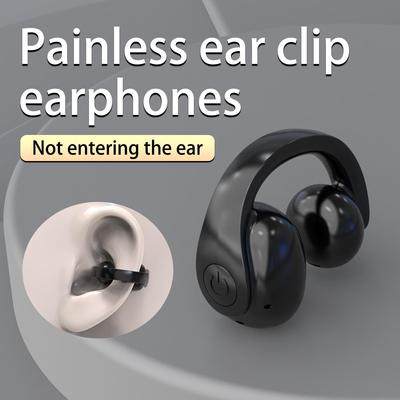 Wireless Bluetooth 5.4 Earphone Clip On Headphone HiFi Stereo Sports Earbud Noise Canceling Headset