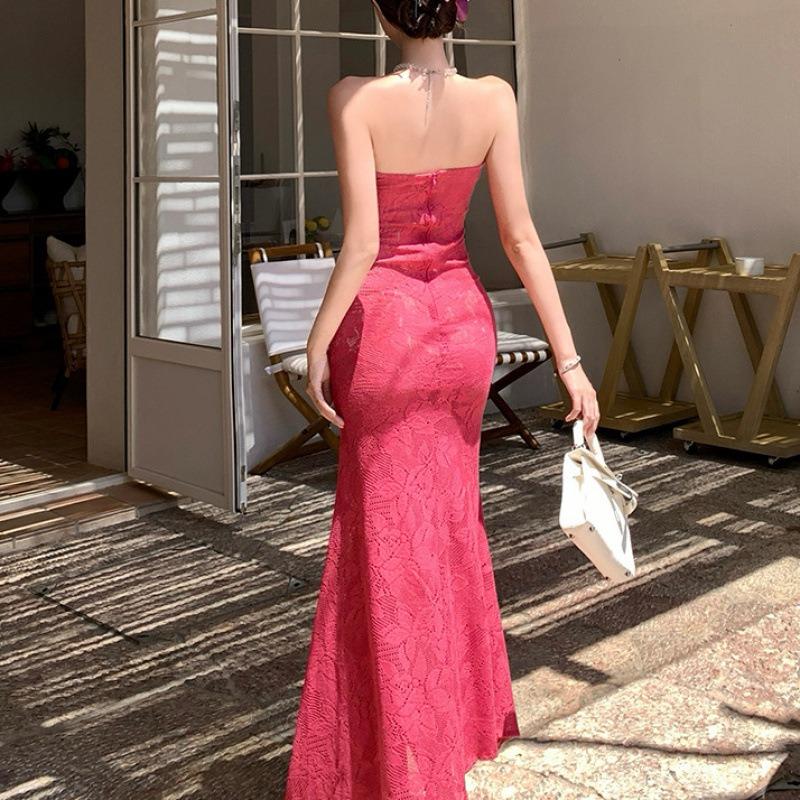 Summer Sense Pure Desire Three-dimensional Flower Tube Top Slim Fit Hip Wrap Fishtail Dress Birthday Dress Skirt