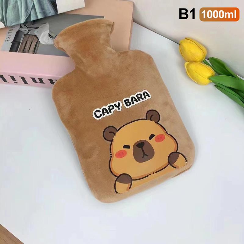 300/500/1000ml Niedliche Cartoon Capybara Heißwasserflasche Wasserfüllung Kleine Tragbare Studentenhandwärmer Niedlicher Weicher Warmwasserbeutel