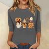 Women's Fashion Casual Three-quarter Sleeve Halloween Printed Round Neck Top