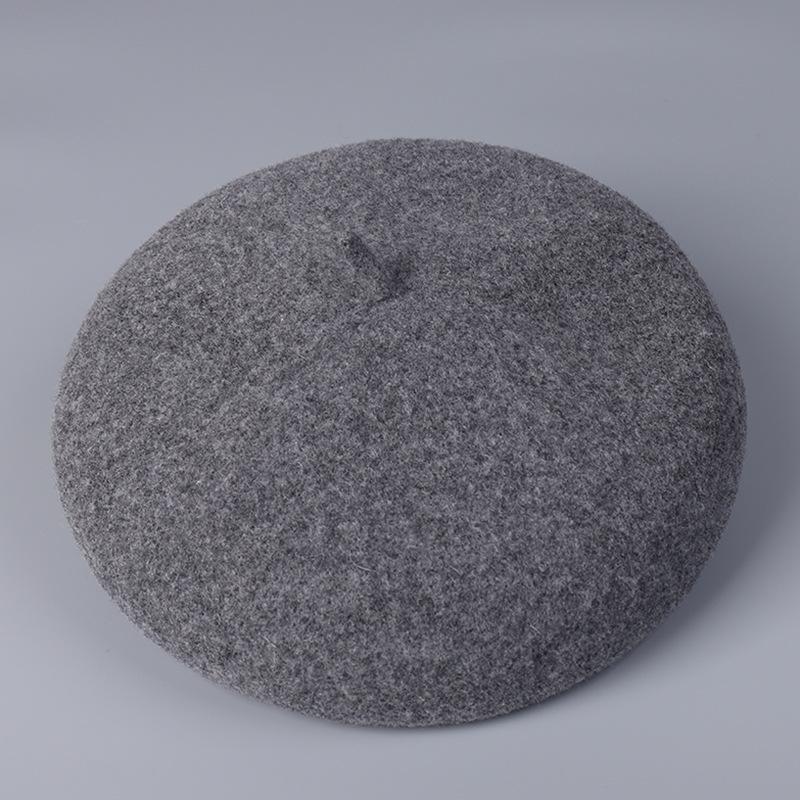 Winter Warm High Quality Australian Wool Roll Edge Beret Cap Women'S Winter Elegant Dome Solid Color Wool Painter Hat