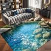 Optical Illusion Rock Pool Blue Water Area Rug Anti Slip Floor Carpet Nature Lake Print Living Room Bedroom Indoor Floor Mat