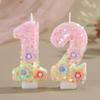 Cross-Border Creative Tri-Color Flower Number Candles for DIY Birthday Cakes and Party Decorations
