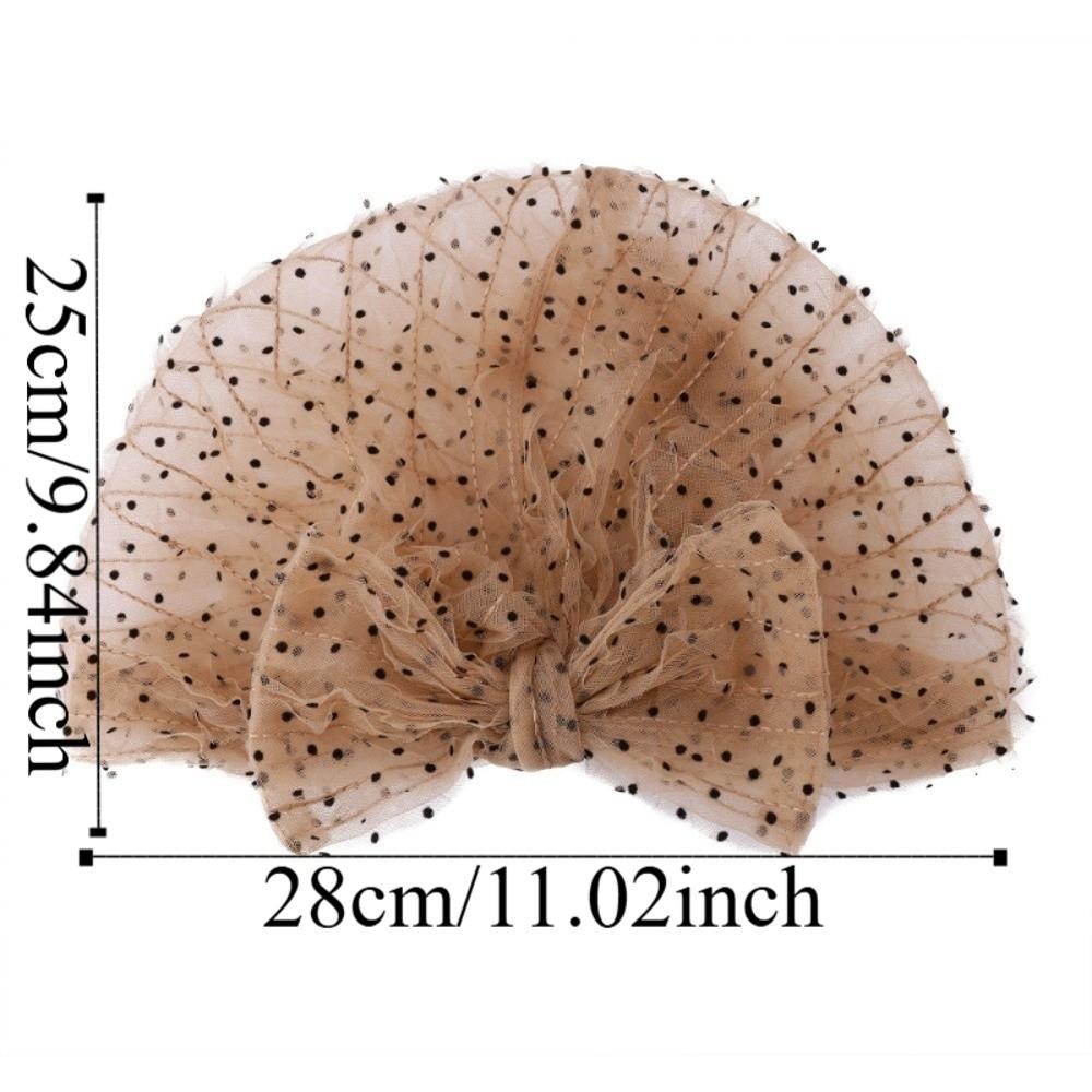 Atmungsaktiver Stoff Polka Dot Netzhaube Falten Spitze Turban Damen Kopftuch Hut Gefaltetes Design Schicke Beanie Mütze Sommersaison