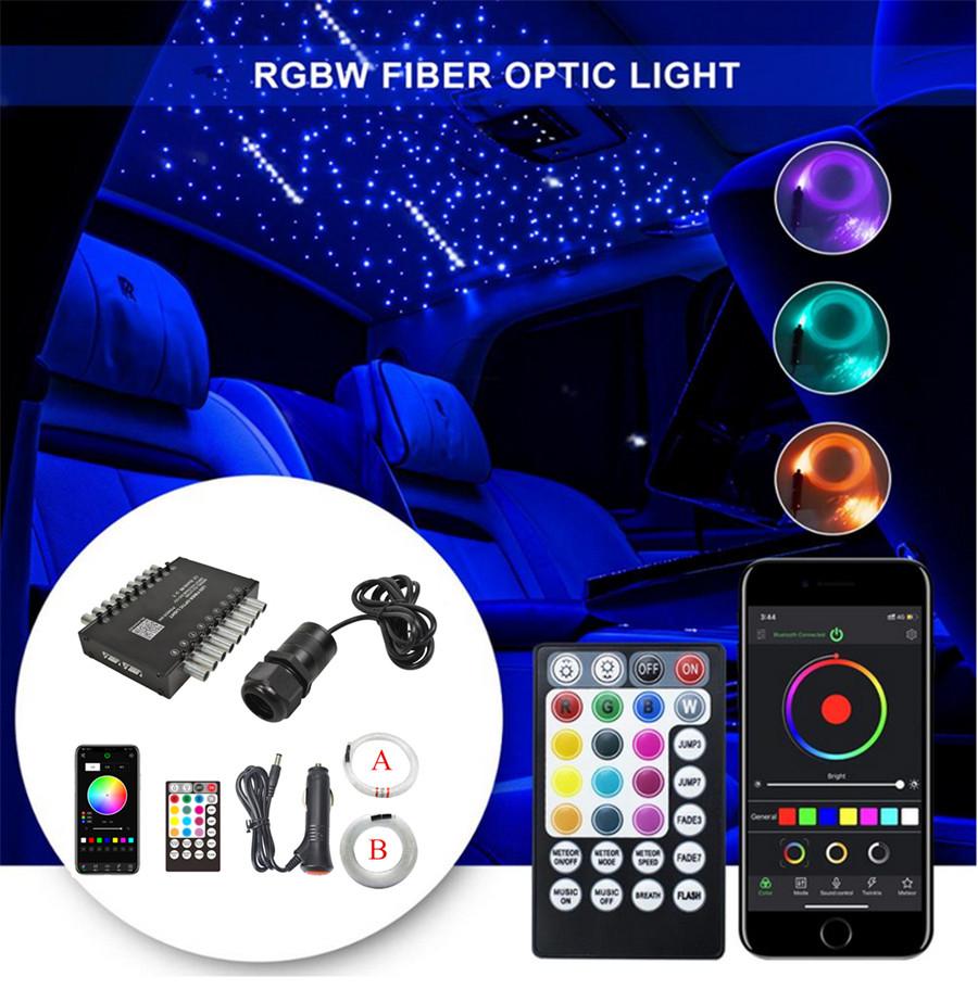 16W RGBW LED Car Roof Star Ceiling Light Lamp Kit 390x Fiber Optic RF/APP/Music