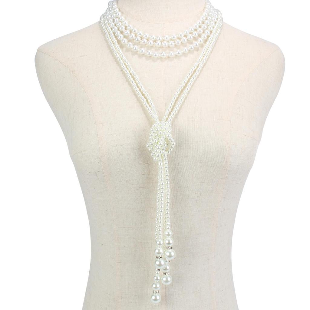 Multi-layer Pearl Necklace Vintage Banquet Sweater Chain