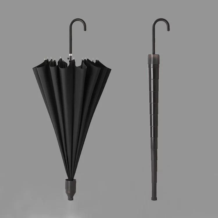 16-Rib Umbrella with Japanese-Style Fresh Design, Leather Handle, Curved Hook, Straight Pole, Large Double-Person Umbrella for Sun and Rain, Gift or