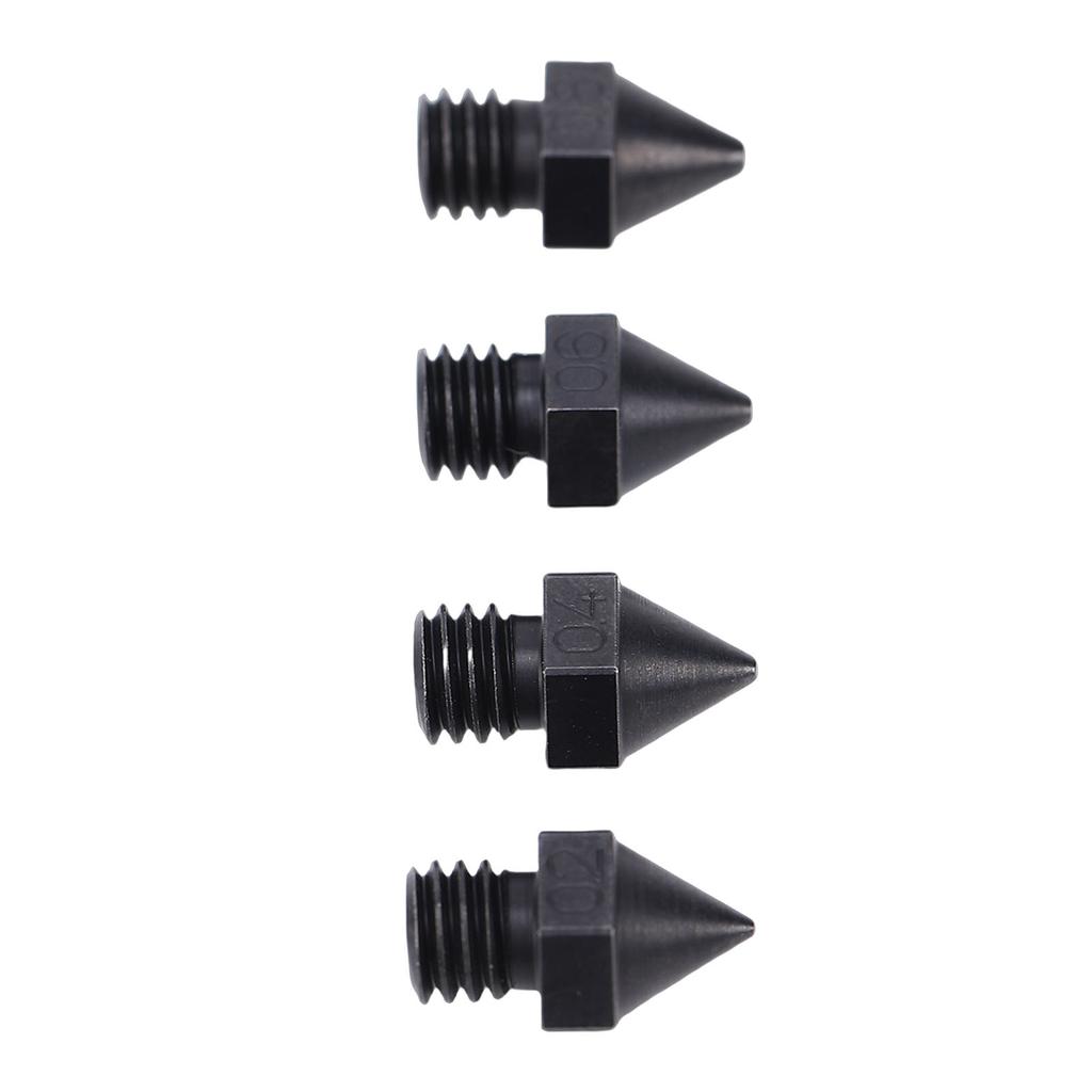 4 Pcs 3D Printer Nozzle Replacement for Raise3D 3D Printer 0.2mm 0.4mm 0.6mm 0.8mm Hardened Steel Extruder Nozzle