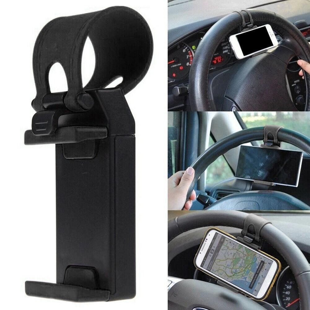 

Compact Steering Wheel GPS Phone Holder Protects Your Phone with Silicone Pad