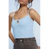 L * a Soft Women's Sling Sneaky Design Chest Small Cut Out Vest Pure Color Sexy Crop Top Short Camisole