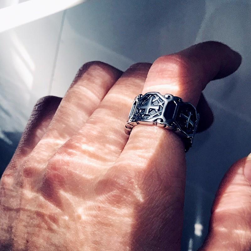 Adjustable Cross Ring Men Women Vintage Gothic Style Plated Copper Finger Minimalist Punk Jewelry