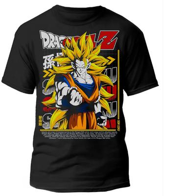 2026 Summer New Purecotton Dragon Ball Wukong Anime Character Leisure Pattern Elasticity Short SleeveTshirt Round Loose Shirt
