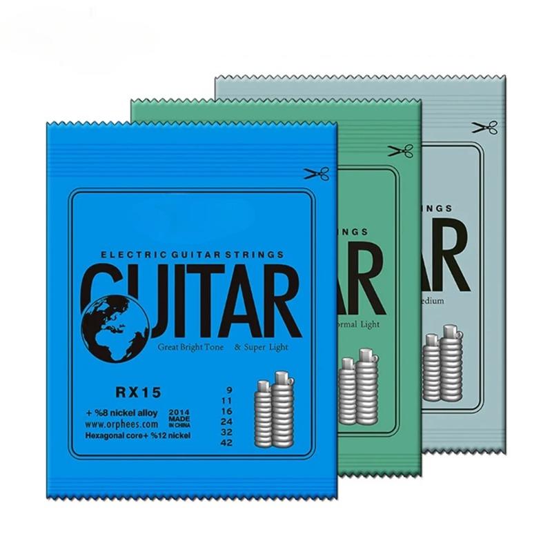 Rx Series Electric Guitar Strings Hexagonal Carbon Steel Core Super Light Gauge Nickel Alloy Coating For Bright Tone Durability