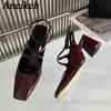 Zapatos Hees Cuadrados Para Mujer Punta Cuadrada Slingback Zapatos Poco Profundos Para Mujer